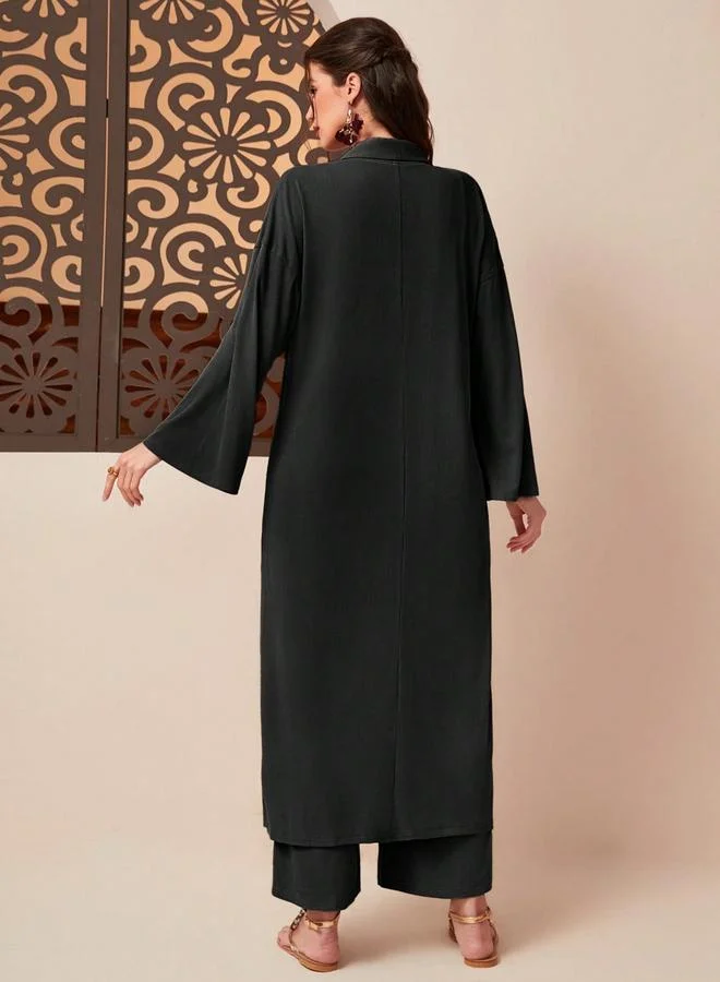 تايك تو طقم منسق كيمونو مفتوح من الأمام وبنطال